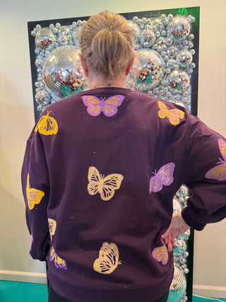 QOS Licensed LSU Mascot Butterfly Sweatshirt