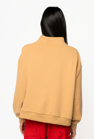 QOS Camel Floral 'Camp' Mock Neck Sweatshirt