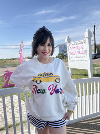 Queen of Sparkles Light Beige 'New York' City Icon Sweatshirt