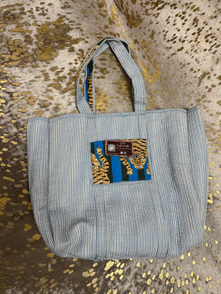 Blue Tiger Quilted Reversible Tote