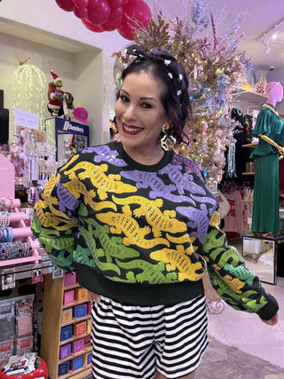 Queen of Sparkles Dark
Green, Purple, Yellow & Green Alligator Sweatshirt
