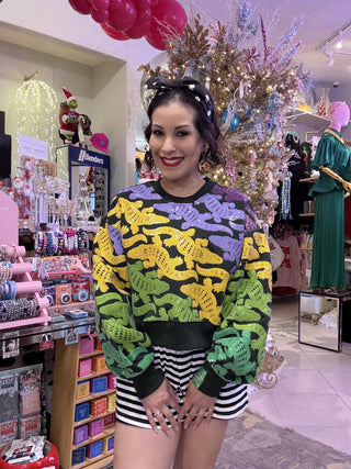 Queen of Sparkles Dark
Green, Purple, Yellow & Green Alligator Sweatshirt