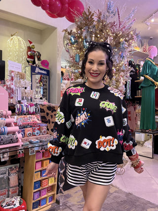 Queen of Sparkles Black Mahjong Icon Sweatshirt