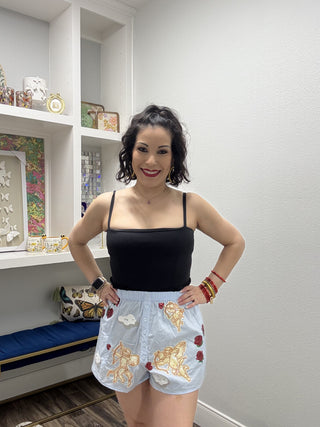 Queen of Sparkles Light Blue Cupid in the Sky Cotton Short