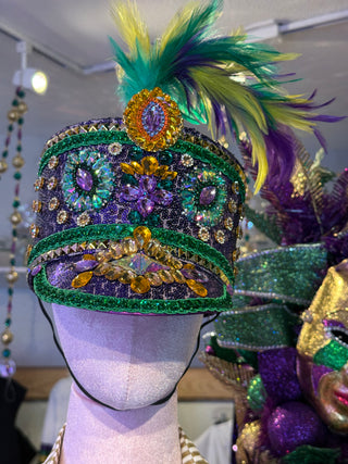 Mardi Gras Conductor Hat with feathers