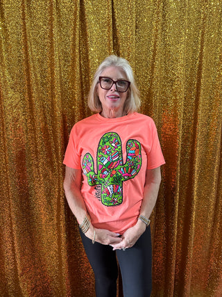 Coral Fiesta Cactus Tee