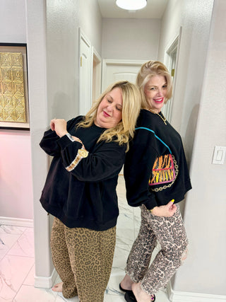 QOS Black Tiger Functioning Purse On Shoulder & Watch Sweatshirt