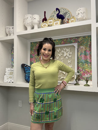 QOS Green Multi Plaid Shamrock Skirt