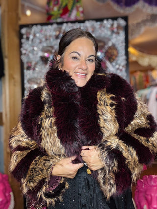 PADME CROP FAUX FUR COAT - BROWN AZALEA WANG