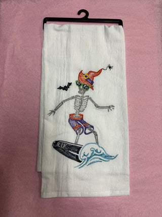 Halloween Skeleton Embroidered Kitchen Towel