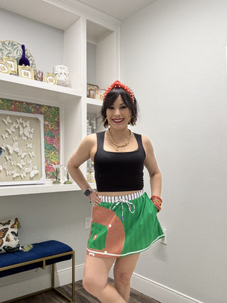 QOS Green Baseball Field Cotton Skort