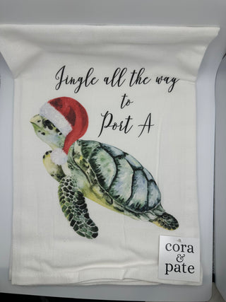 Santa Sea Turtle Kitchen Towel