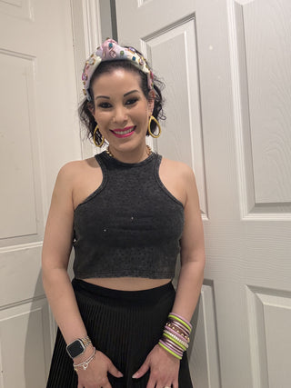 Black Sparkle Nights Crop