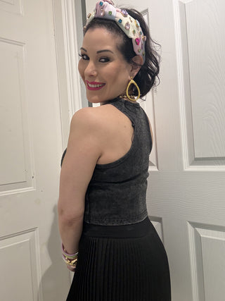 Black Sparkle Nights Crop