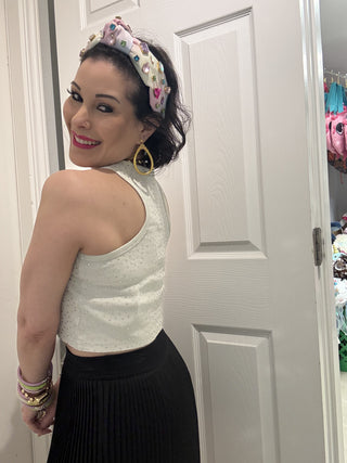 Beige Sparkle Nights Crop