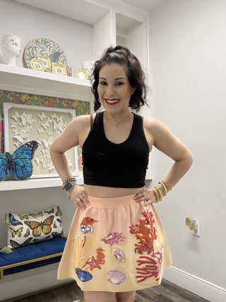 QOS Beige Under the Sea Knit Skirt