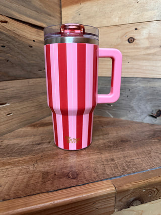 20oz Flip Straw Tumbler- Peppermint Stripes
