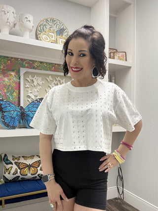 Sparkle Crop Top - White