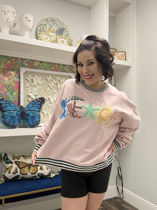 QOS Pink 'Beach' Icon Sweatshirt