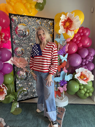 QOS American Flag Button Up Cardigan
