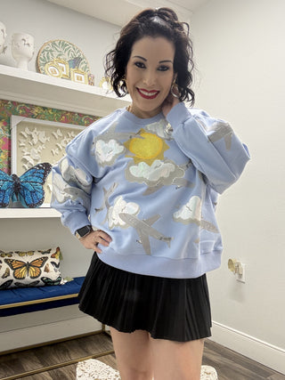 QOS Blue Airplanes in Sky Sweatshirt