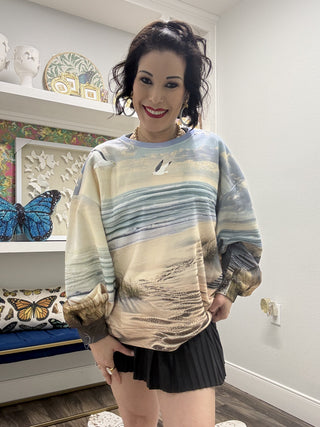 QOS Multi Beach Scene Sweatshirt