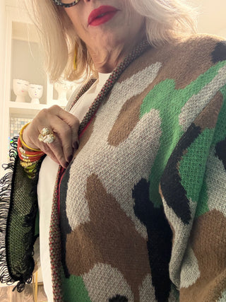 Cozy Camo Knit Poncho
