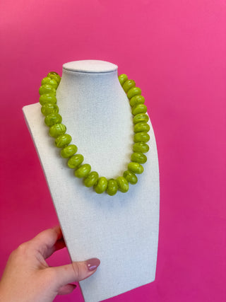 Circle Bead Necklace - Chartreuse