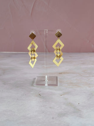 Golden Square Trio Earrings