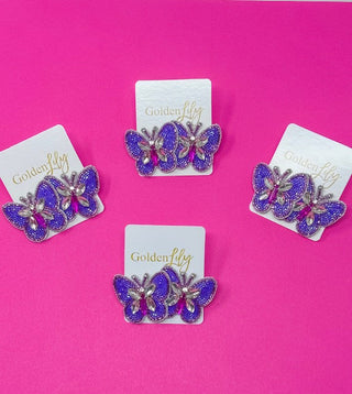 Butterfly Multi Stud Earrings - Lavender