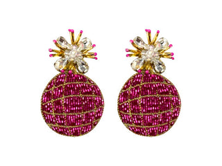 Disco Ball Earrings - Pink