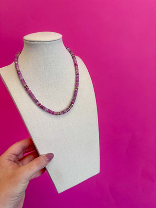 Small Bead Layering Necklace - Purple