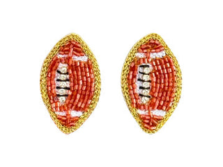 Football Stud Earrings - Light Brown
