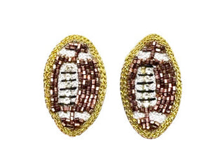 Football Stud Earrings - Brown