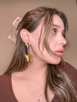 Golden Butterfly on a string Earrings