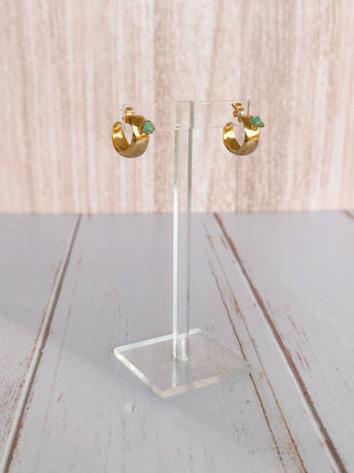Emerald Gold Hoop Earrings