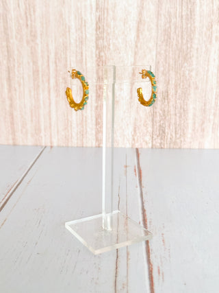 Emerald Gems Hoop Earrings