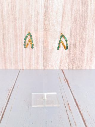 Emerald Gem Double Hoop Earrings