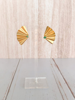 Emerald Fan Studs