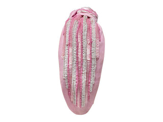 *Headband Knot - Pink and White Striped Sequin