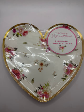 8ct Floral Heart Lnch Plt Slant