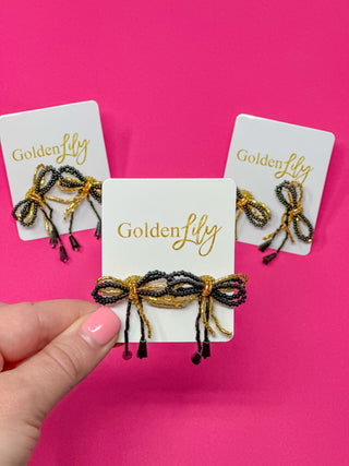 Mini Bow Earrings - Black and Gold