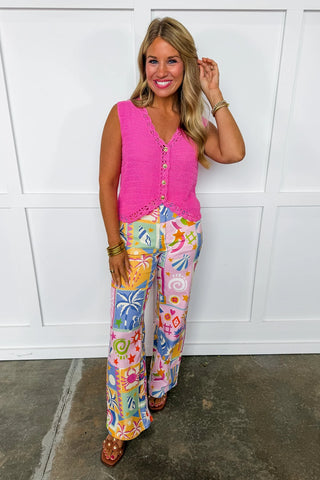 Island Patchwork Wide Leg Pants
