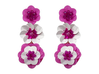 Spring Flower Tier Earrings - Pink and White