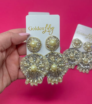 Spring Pearl and Rhinestone Earrings