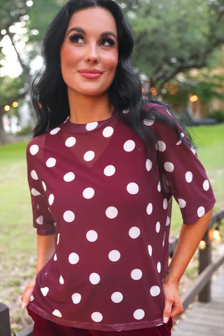 The Bordeaux Dot Mesh Tee