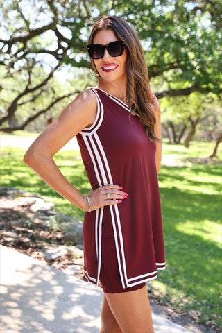 Sideline Tunic Biker Set - Maroon