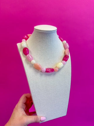 Multi Bead Bauble Necklace - Pink