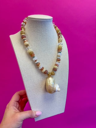 Neutral Bead with Shell Necklace