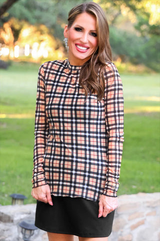 JESS LEA PRE-ORDER - Kate Mesh Top - Nora Plaid